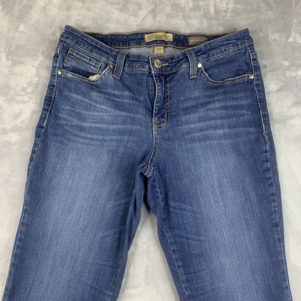 Nine West Vintage America Boho Bootcut Jeans 12/31 Blue Stretch Casual Whiskered - Picture 2 of 14